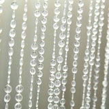 12ft Crystal Diamond Beaded Curtain with Plastic Rod and Adjustable Hooks