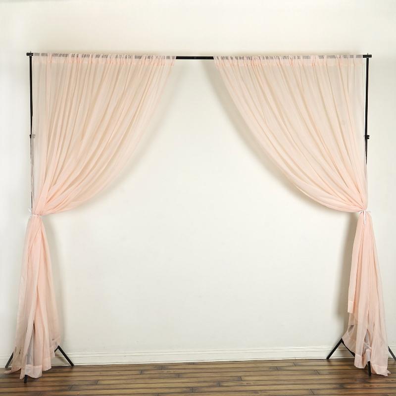 Blush/Rose Gold Fire Retardant Sheer Organza Premium Curtain Panel Backdrops With Rod Pockets