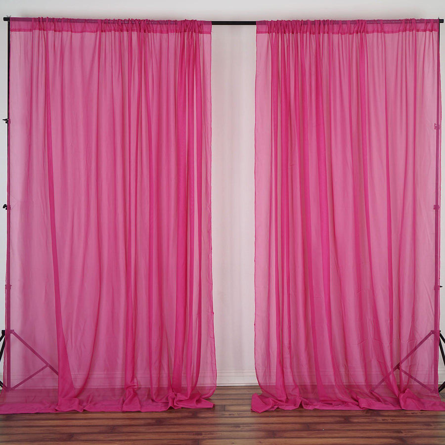 Fuchsia Fire Retardant Sheer Organza Premium Curtain Panel Backdrops With Rod Pockets - 10ftx10ft
