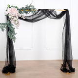 18ft | Black Wedding Arch Drapery Fabric Window Scarf Valance, Sheer Organza Linen