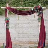 18ft | Burgundy Wedding Arch Drapery Fabric Window Scarf Valance, Sheer Organza Linen