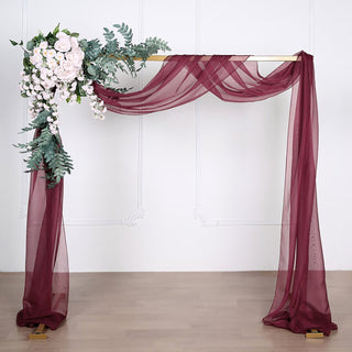 Elegant Burgundy Sheer Organza Wedding Arch Drapery Fabric