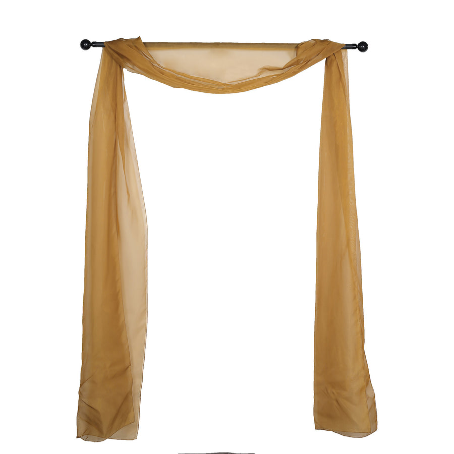 18ft | Gold Wedding Arch Drapery Fabric Window Scarf Valance, Sheer Organza Linen