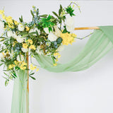 18ft | Sage Green Wedding Arch Drapery Fabric Window Scarf Valance, Sheer Organza Linen