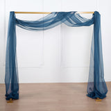 18ft | Navy Blue Wedding Arch Drapery Fabric Window Scarf Valance, Sheer Organza Linen