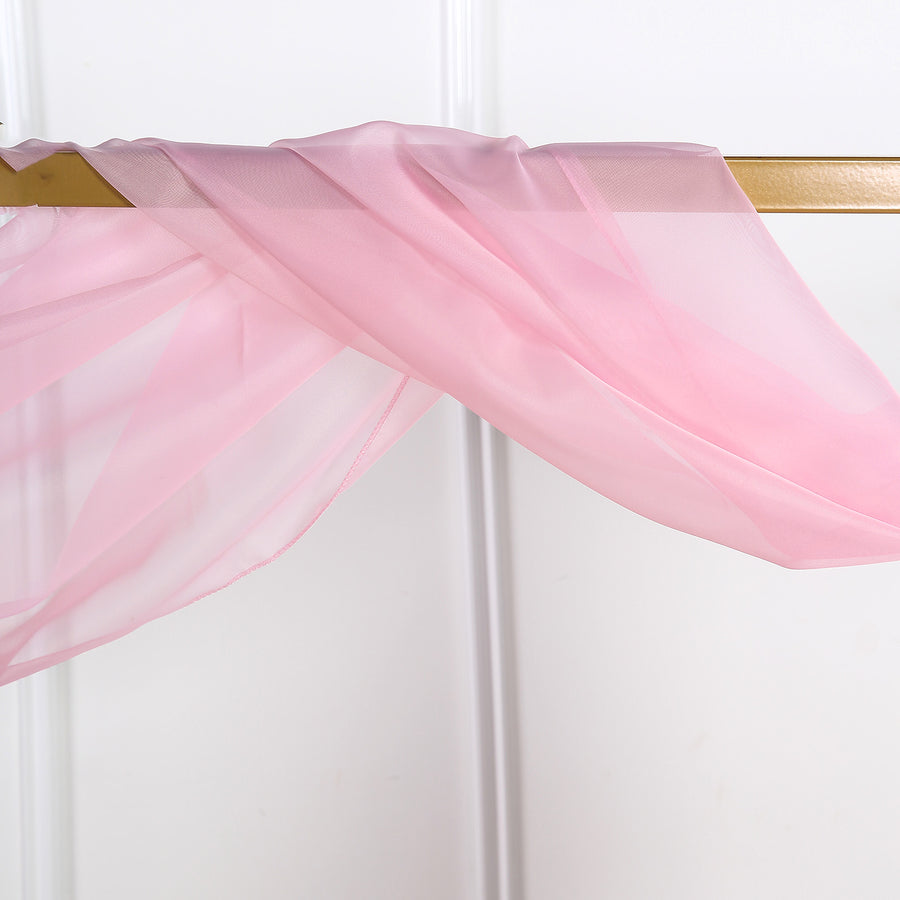 18ft | Pink Wedding Arch Drapery Fabric Window Scarf Valance, Sheer Organza Linen