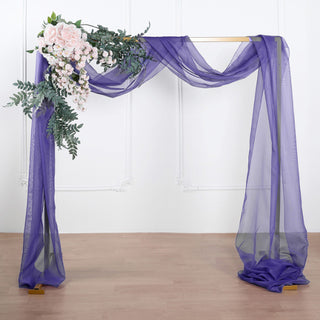 Elegant Purple Sheer Organza Wedding Arch Drapery Fabric