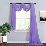 18ft | Purple Wedding Arch Drapery Fabric Window Scarf Valance, Sheer Organza Linen