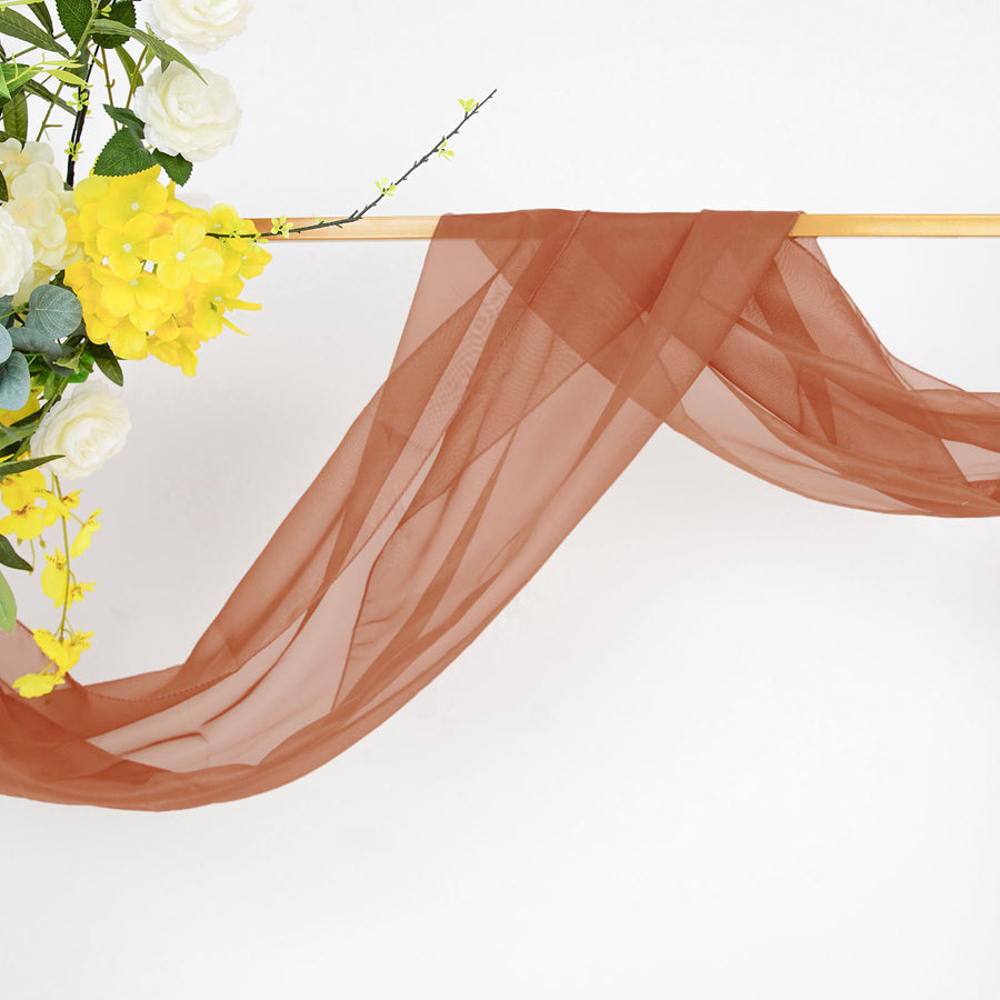 18ft Terracotta (Rust) Sheer Organza Wedding Arch Drapery Fabric