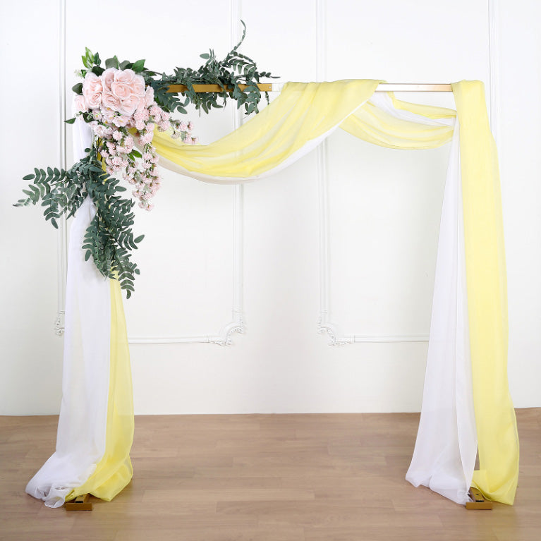 18ft | Yellow Wedding Arch Drapery Fabric Window Scarf Valance, Sheer Organza Linen