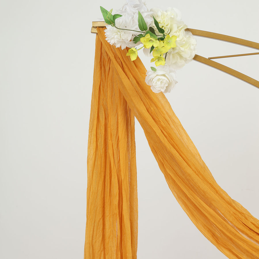 20ft Mustard Yellow Gauze Cheesecloth Fabric Wedding Arch Drapery, Window Scarf Valance, Boho Decor