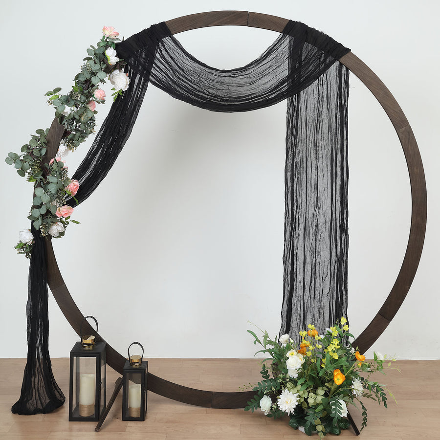 20ft Black Gauze Cheesecloth Fabric Wedding Arch Drapery, Window Scarf Valance, Boho Decor