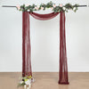 20ft Burgundy Gauze Cheesecloth Fabric Wedding Arch Drapery, Window Scarf Valance, Boho Decor