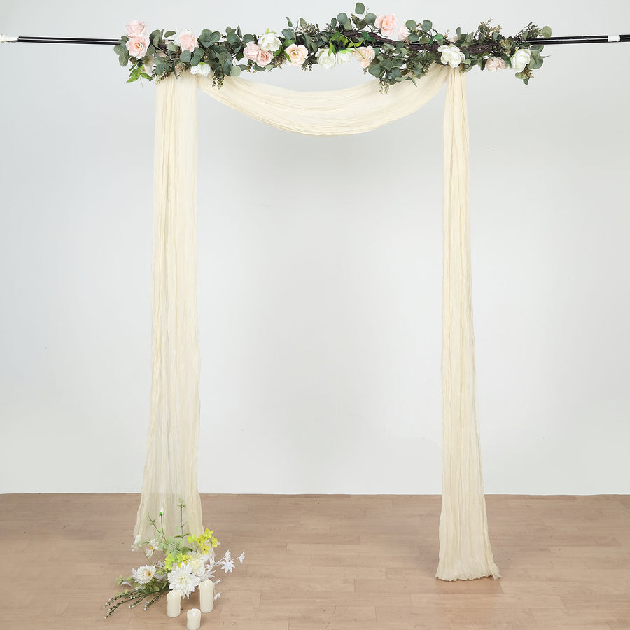 20ft Cream Gauze Cheesecloth Fabric Wedding Arch Drapery, Window Scarf Valance, Boho Decor