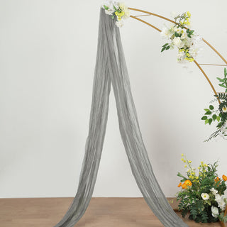 Boho Charm and Elegance with 20ft Gray Gauze Cheesecloth Arch Drapery Fabric
