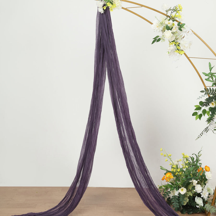 20ft Purple Gauze Cheesecloth Fabric Wedding Arch Drapery, Window Scarf Valance, Boho Decor