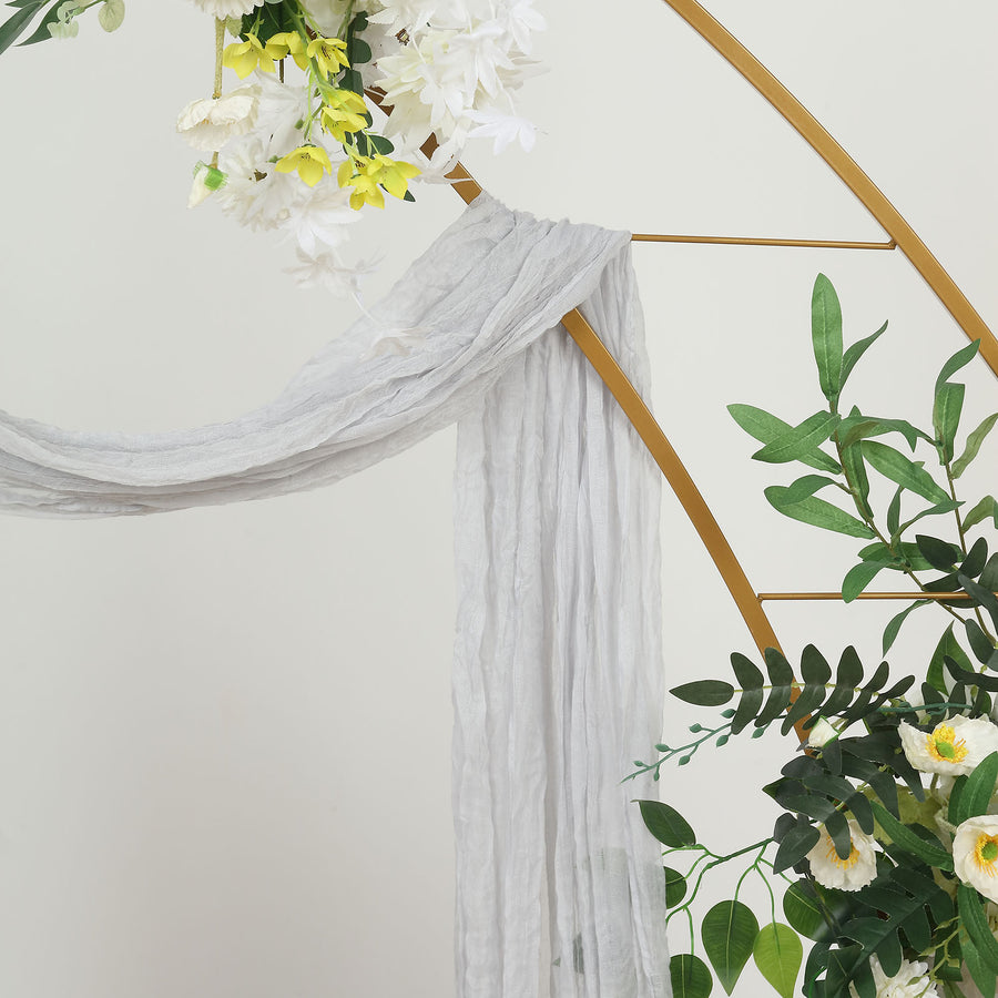 20ft Silver Gauze Cheesecloth Fabric Wedding Arch Drapery, Window Scarf Valance, Boho Decor