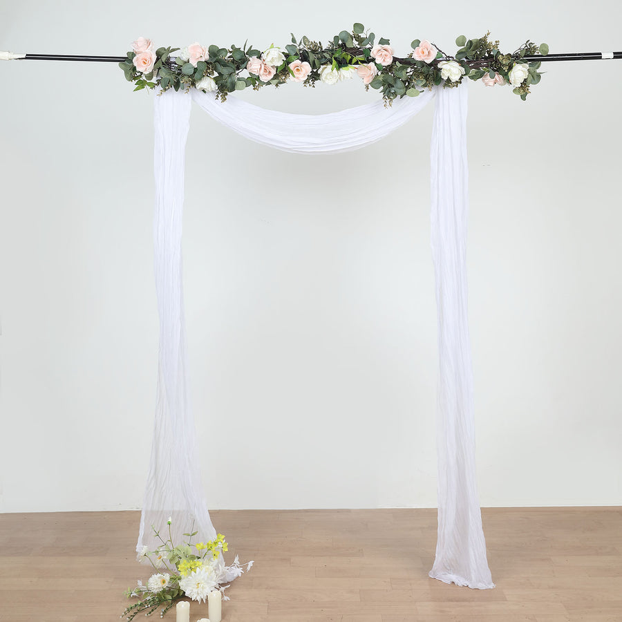 20ft White Gauze Cheesecloth Fabric Wedding Arch Drapery, Window Scarf Valance, Boho Decor