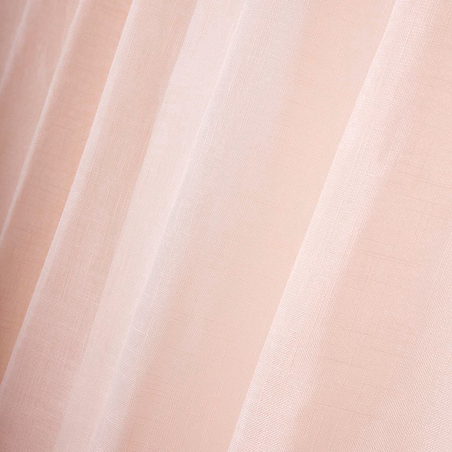 Blush Faux Linen Curtains 52x64 inches Curtain Panels With Chrome Grommets - Rose Gold#whtbkgd