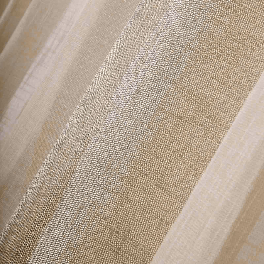 2 Pack | Handmade Beige Faux Linen Curtains 52x64inch Curtain Panels With Chrome Grommets#whtbkgd