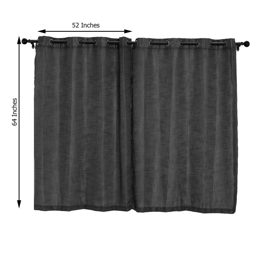 Handmade Charcoal Gray Faux Linen Curtains 52inch x 64inch Curtain Panels With Chrome Grommets