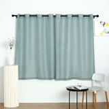 2 Pack | Handmade Dusty Blue Faux Linen Curtains 52x64 inches Curtain Panels With Chrome Grommets