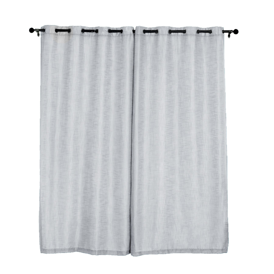 2 Pack | Handmade Silver Faux Linen Curtains 52x96inch Curtain Panels With Chrome Grommets