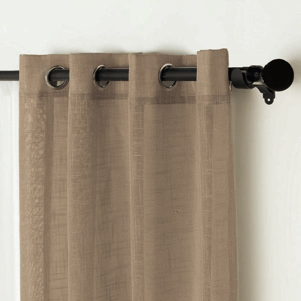 2 Pack | Handmade Taupe Faux Linen Curtains 52x96inch Curtain Panels With Chrome Grommets