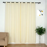 2 Pack | Handmade Ivory Faux Linen Curtains 52x96Inch  Curtain Panels With Chrome Grommets
