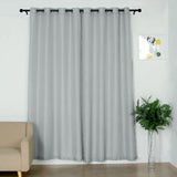 2 Pack | Handmade Silver Faux Linen Curtains 52x96inch Curtain Panels With Chrome Grommets