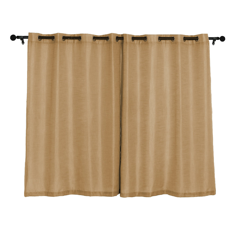 2 Pack | Handmade Natural Faux Linen Curtains 52x64inch Curtain Panels With Chrome Grommets