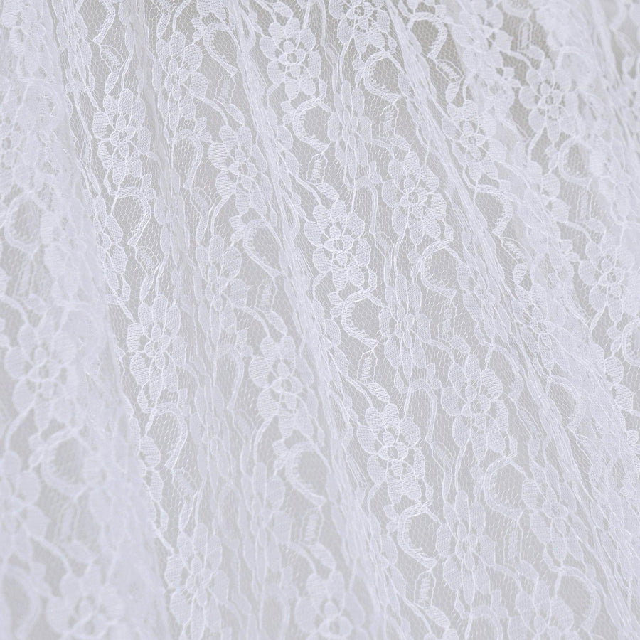 2 Pack | 5ftx10ft White Fire Retardant Floral Lace Sheer Curtains With Rod Pockets#whtbkgd