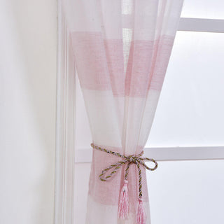 Transform Your Space with White Blush Cabana Print Faux Linen Curtain Panels