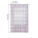 2 Pack | White/Lavender Lilac Cabana Print Faux Linen Curtain Panels