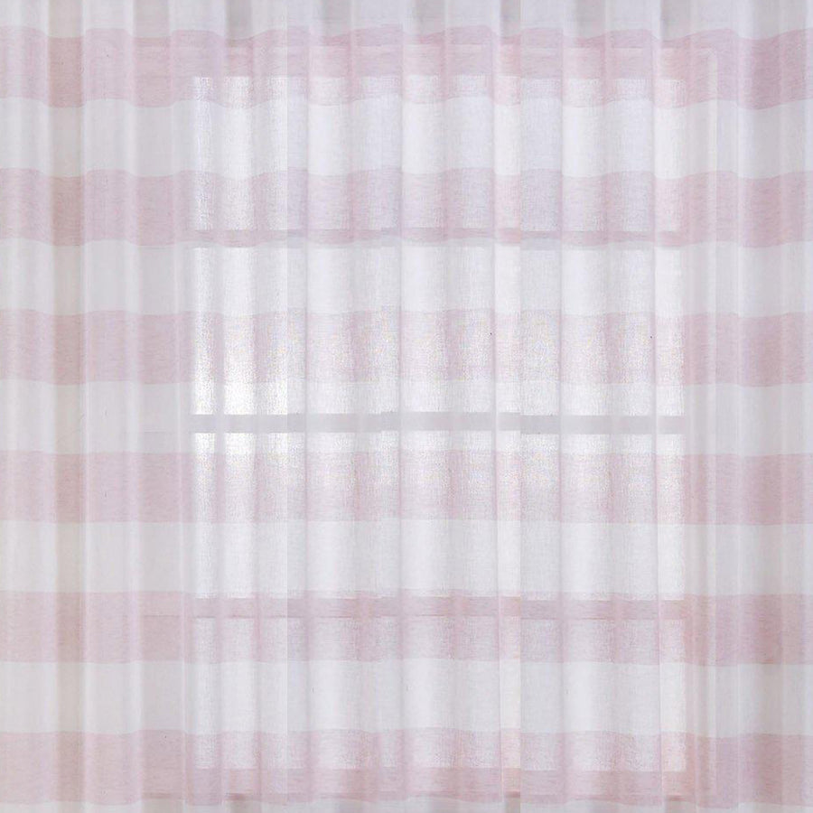 2 Pack | White/Blush Cabana Print Faux Linen Curtain Panels With Chrome Grommet 52x84inch#whtbkgd