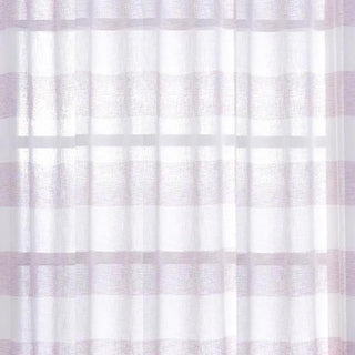 White/Lavender Lilac Cabana Print Faux Linen Curtain Panels With Chrome Grommet - 52"x84"