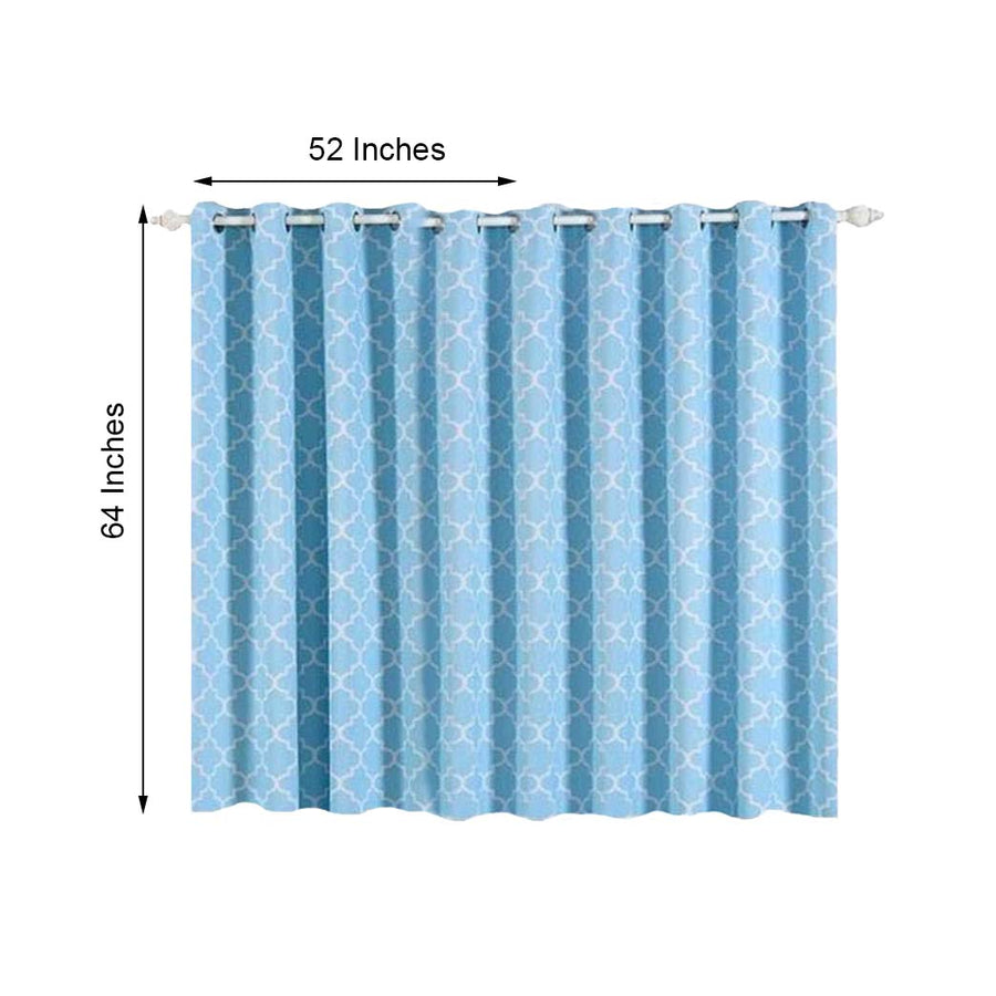 Blue/White Lattice Room Darkening Blackout Curtain Panels With Grommet, Designer Trellis Curtains