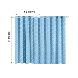 Clearance SALE - Get Your 2 Pack Blue/White Lattice Room Darkening Blackout Curtain Panels Now!