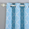 Blue/White Lattice Room Darkening Blackout Curtain Panels With Grommet, Designer Trellis Curtains