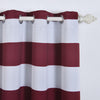 White/Burgundy Cabana Stripe Thermal Blackout Window Curtain Grommet Panels Noise Cancelling Curtain