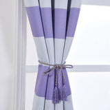White/Lavender Cabana Stripe Thermal Blackout Curtains With Chrome Grommet Window Treatment Panels