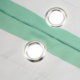 White/Mint Cabana Stripe Thermal Blackout Window Curtain Grommet Panels, Noise Cancelling Curtains