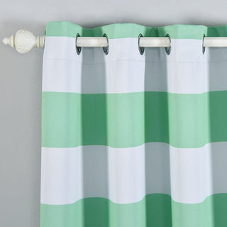 Versatile White and Mint Cabana Stripe Curtains for Any Setting