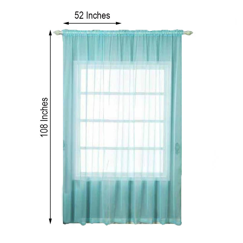 2 Pack | Baby Blue Organza Grommet Sheer Curtains Panels - 52x108inch