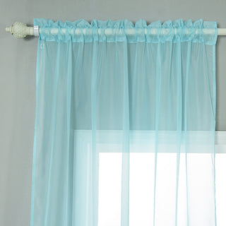 Transform Your Space with Baby Blue Organza Grommet Sheer Curtains