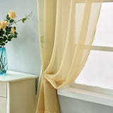 2 Pack | Champagne Sheer Organza Curtains With Rod Pocket Window Treatment Panels - 52x108inch