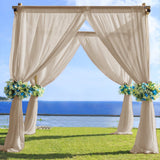 5ftx14ft Premium Natural Chiffon Curtain Panel, Backdrop Ceiling Drapery With Rod Pocket