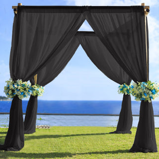 5ftx14ft Premium Black Chiffon Curtain Panel: Add Elegance and Style to Any Space