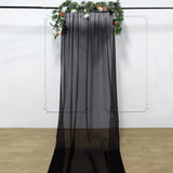 5ftx14ft Premium Black Chiffon Curtain Panel, Backdrop Ceiling Drapery With Rod Pocket