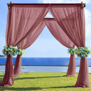 Elegant Burgundy Chiffon Curtain Panel for Stylish Event Decor